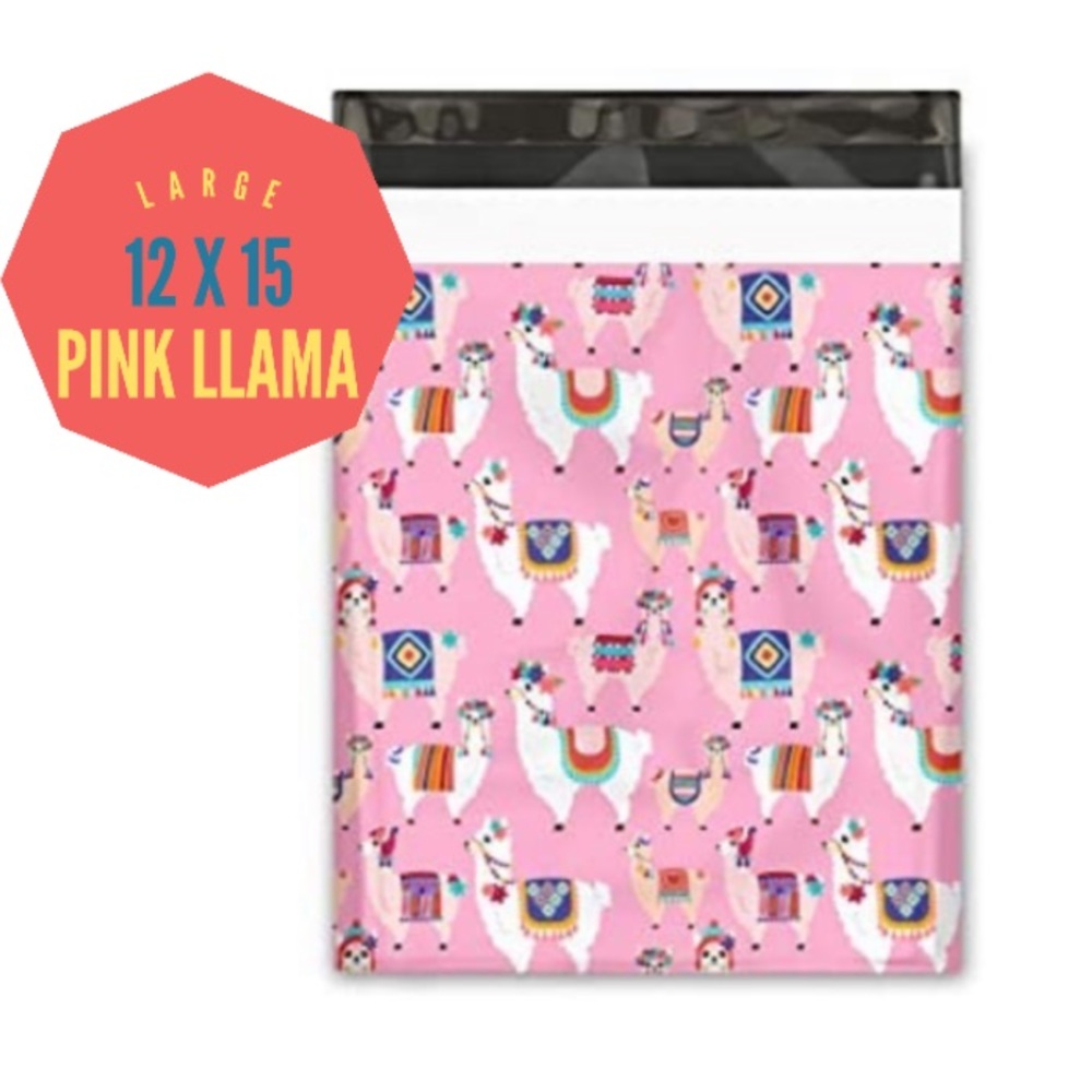 🎉10 Designer LARGE Pink Llama Poly Mailers - 12 x 15 inch